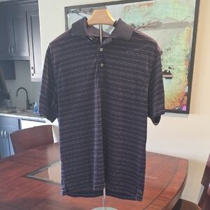 PGA Tour Men's Navy Polo with White Stripes